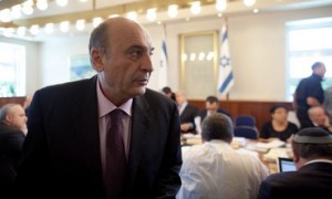 Vice Premier Mofaz, head of Netanyahu's largest coalition partner Kadima, attends the weekly cabinet meeting in Jerusalem