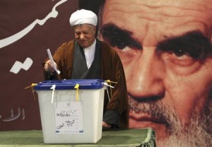 Former President Rafsanjani casts his ballot in a parliamentary election in Tehran