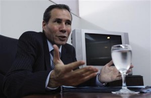 Argentine prosecutor Nisman, who is investigating the 1994 car-bomb attack on the AMIA Jewish community center, speaks during a meeting with journalists at his office in Buenos Aires