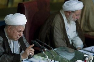 Akbar Hashemi Rafsanjani, head of Iran's Assembly of Experts, gives the opening speech during the assembly's biannual meeting in Tehran