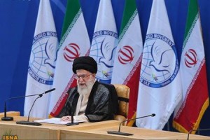 Iran's Supreme Leader Ayatollah Ali Khamenei speaks during the 16th summit of the Non-Aligned Movement in Tehran