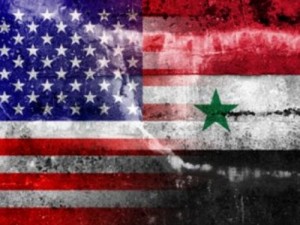 US Syria flags