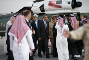 President Obama meets Saudi King Abdullah in Saudi Arabia