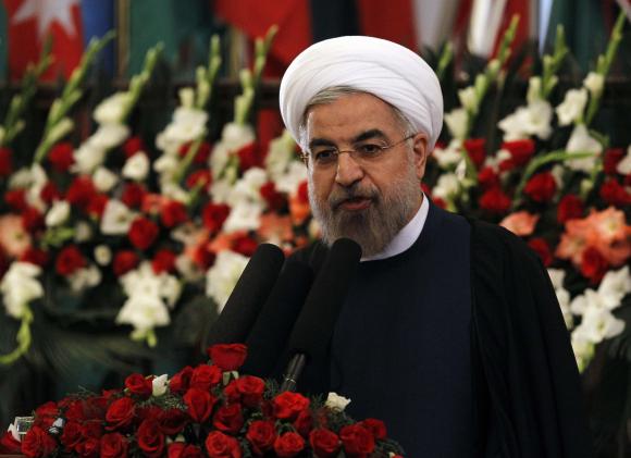 Iran's President Hassan Rouhani speaks during an event to mark Nawroz, the Persian New Year, in Kabul