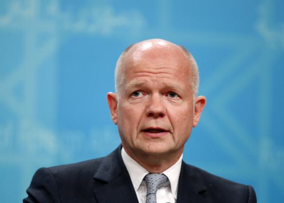 Britain's Foreign Secretary William Hague speaks during a news conference in Baghdad June 26, 2014.