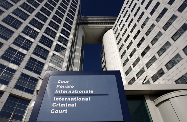 The entrance of the ICC is seen in The Hague