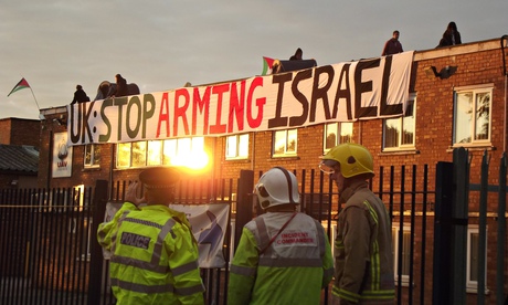 The London Palestine Action protest at an arms factory in Shenstone, Staffordshire.