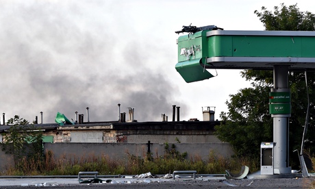 Smoke rises from Donetsk international airport