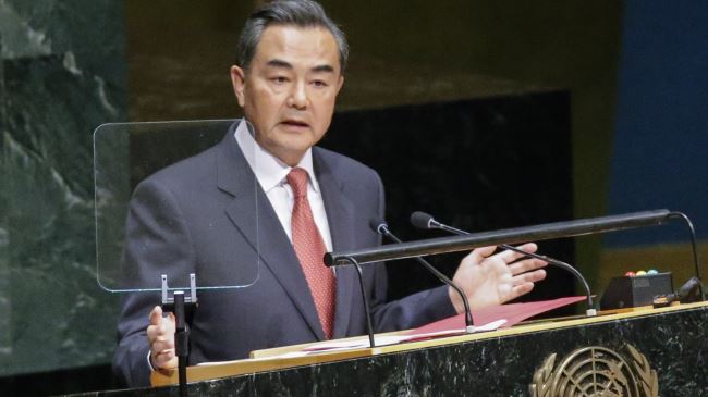Chinese Foreign Minister Wang Yi addresses the 69th annual meeting of the UN General Assembly in New York on September 27, 2014.