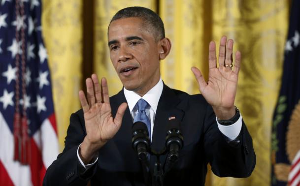 U.S. President Barack Obama answers questions during a news conference in the East Room of the White House in Washington, November 5, 2014. CREDIT: REUTERS/LARRY DOWNING