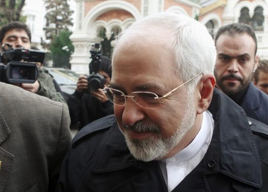 Iranian Foreign Minister Zarif arrives at the Iranian embassy for lunch with former European Union foreign policy chief Ashton in Vienna
