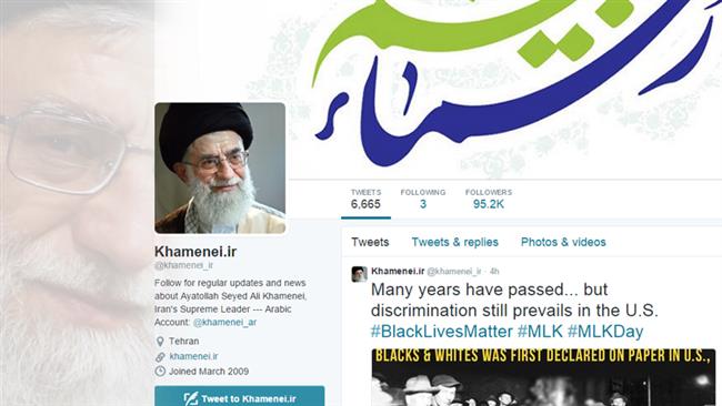 The official account of Leader of the Islamic Revolution Ayatollah Seyyed Ali Khamenei tweets on the occasion of Martin Luther King Day