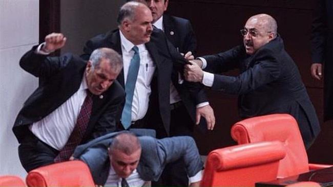 Turkish lawmaker engage in a fight in the parliament. (File photo)