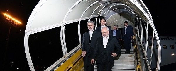 Iran's FM Zarif & president Rouhani's brother and special aide Hossein Fereidoun arrive in Geneva, Switzerland.