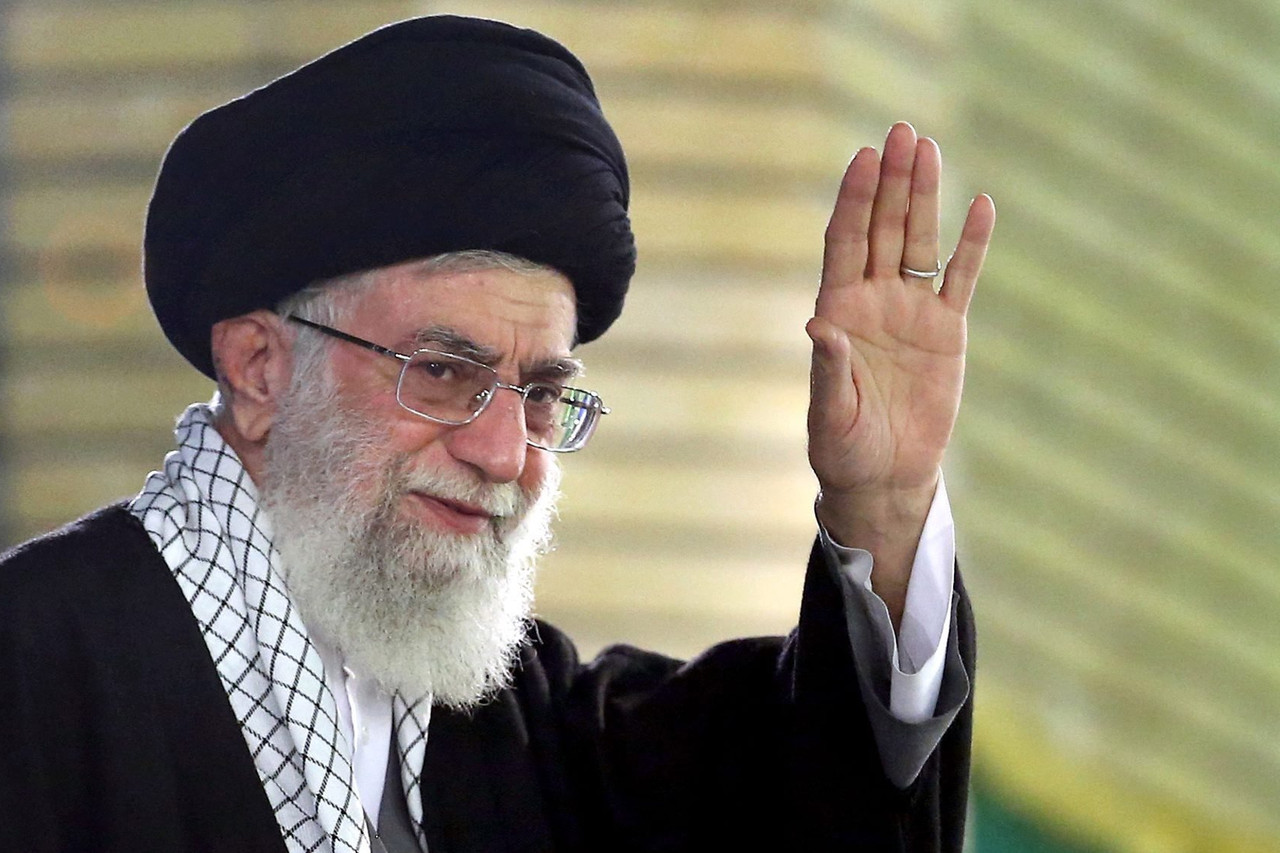 A photo made available by the Iranian supreme leaders official website shows Ayatollah Ali Khamenei greeting Iranian military officers in Tehran on Feb. 8. PHOTO: EUROPEAN PRESSPHOTO AGENCY