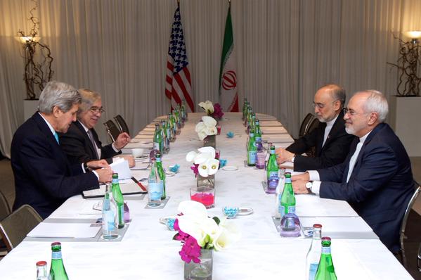 Irans Foreign Minister Mohammad Javad Zarif and the head of the Atomic Energy Organization of Iran (AEOI) Ali Akbar Salehi meet with US Secretary of State John Kerry and US Energy Secretary Ernest Moniz in Geneva to discuss Tehrans nuclear program.