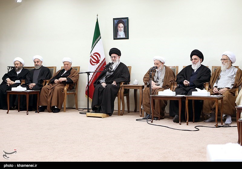 Leader of the Islamic Revolution Ayatollah Seyyed Ali Khamenei addresses the members of Iran's Assembly of Experts, Tehran, March 12, 2015.
