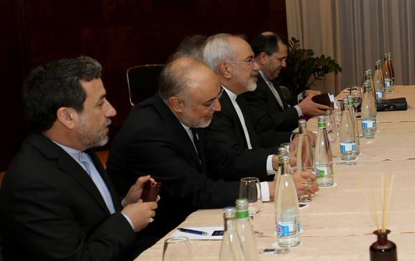 The Iranian and US delegations hold a second round of nuclear negotiations in the Swiss city of Montreux on March 2, 2015.