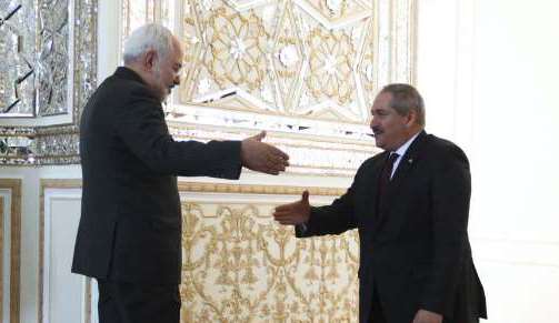 Iranian Foreign Minister Mohammad Javad Zarif meets his Jordanian counterpart Nasser Judeh in the Iranian capital, Tehran, on March 7, 2015.